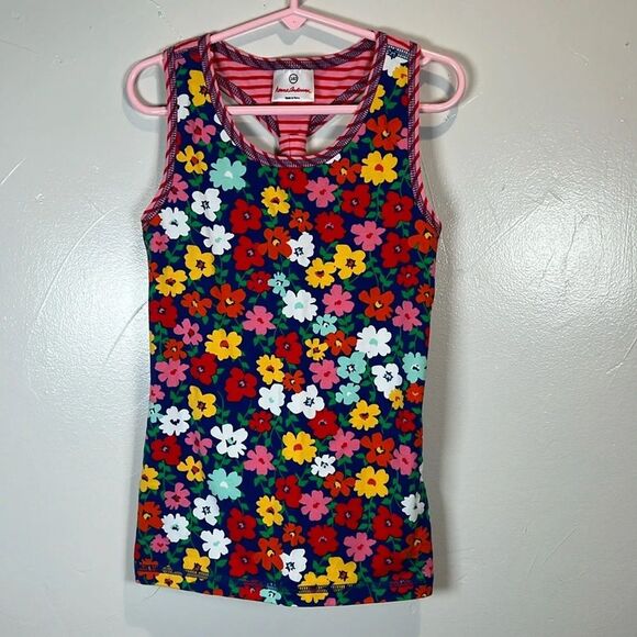 Hanna Andersson Floral Striped Racerback Shirt Size 10 - Picture 1 of 15